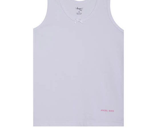 ANGEL KIDS Girl Tank Top Back To School WHITE