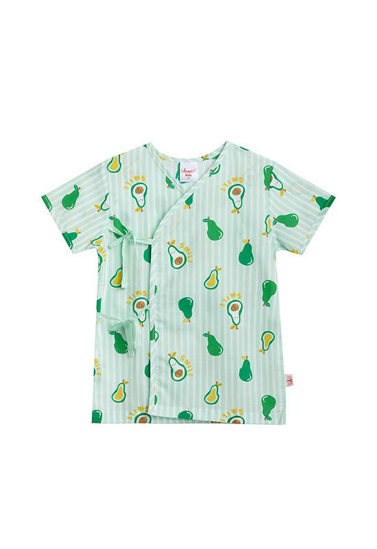Angel Baby Unisex Infant Pyjamas Shirt Short Sleeves Avocado Print Green
