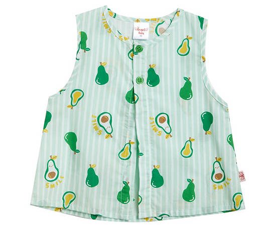 Angel Baby Unisex Infant Pyjamas Shirt Sleeveless Avocado Print Green