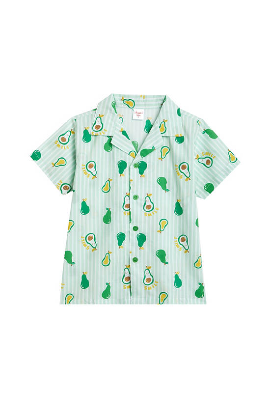 Angel Baby Boy Toddler Pyjamas Shirt Short Sleeves Avocado Print Green