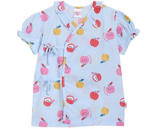 Angel Baby Unisex Infant Pyjamas Shirt Short Sleeves Apple Print Light Blue