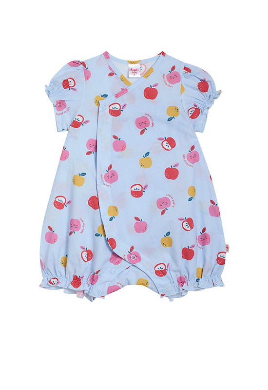 Angel Baby Unisex Infant Rompers Frill Short Sleeves Apple Print Light Blue