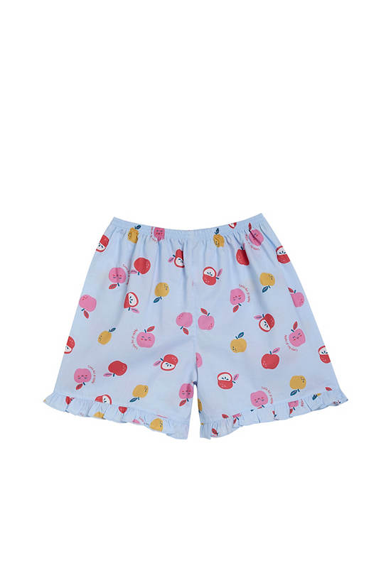 Angel Baby Girl Toddler Pyjamas Frill Shorts Apple Print Light Blue