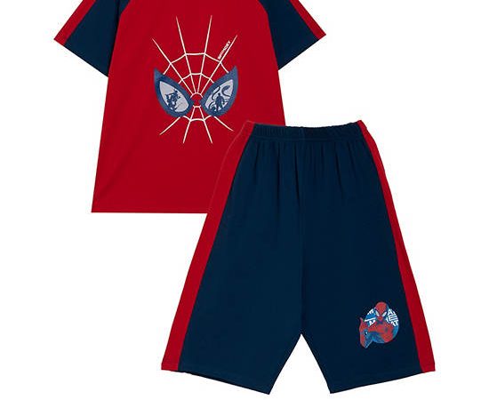 ANGEL KIDS Boy Pyjamas T-Shirt Short Sleeves + Shorts Spider Man Print Red