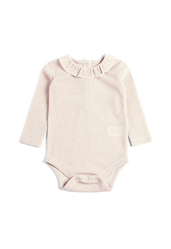 MAMAS & PAPAS Girl Toddler Bodysuit Long Sleeves Metallic Frill Pink