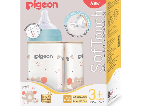 PIGEON ขวดนมPPSUพู240มล จุกซอฟทัชP2