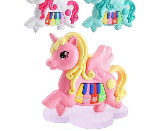 WISHER TOY Electronic Organ Toy Cute Little Horse Random Color (Pinki, White or Grreen)