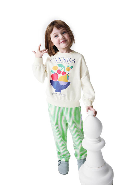 MARKS & SPENCER KIDS Girl Toddler Sweatshirt Cotton Rich Cannes Slogan Ecru