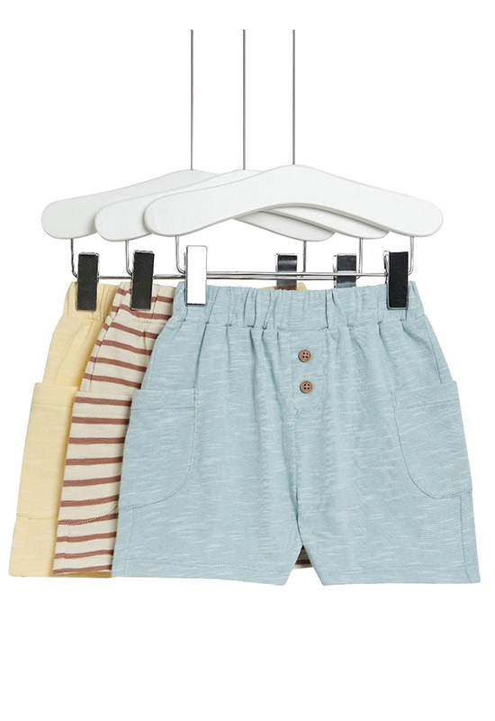 MARKS & SPENCER KIDS Boy Toddler Shorts Pure Cotton Striped 3 Pack Multi-Color