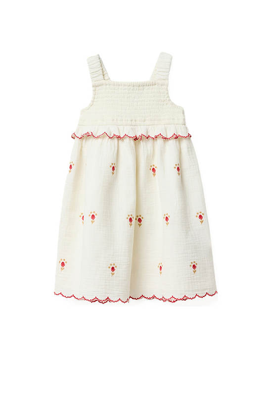 SFERA KIDS Girl Dress Embroidered Bamboo Cream