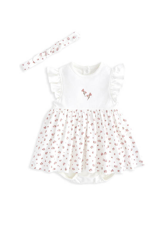 MAMAS & PAPAS Girl Toddler Set Dress + Head Band 2 Pcs. Pink