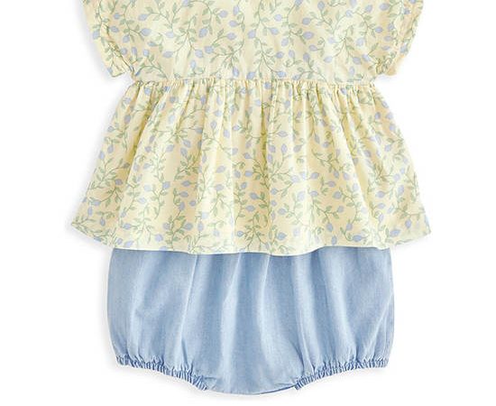 MAMAS & PAPAS Girl Toddler Set Blouse + Bloomer Climbing Buds Print 2 Pcs. Yellow