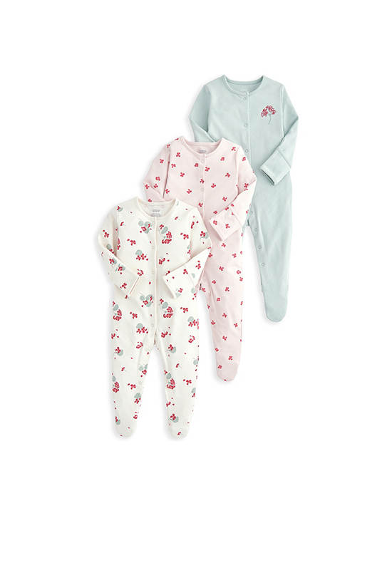 MAMAS & PAPAS Girl Toddler Sleepsuit Set Geranium 3 Pack Multi-Color