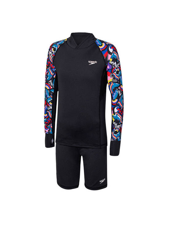 SPEEDO BLACK SPEEDO Deluxe Girls Rashguard