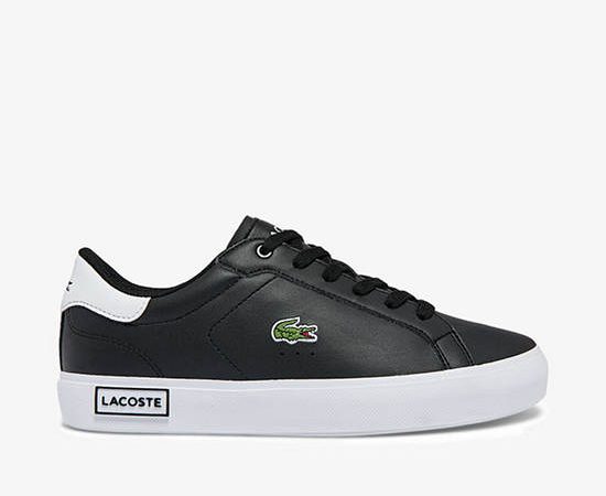 LACOSTE Juniors’ Powercourt Synthetic Trainers Black
