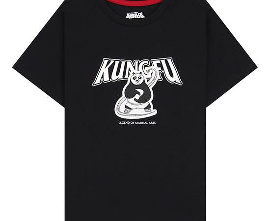 GIORDANO Boy's Regular Jersey Printed Tee (Kung Fu Panda) Black