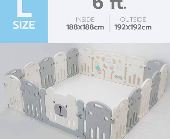 BEBEPLAY Bebeplay Children's playpen  (Robin Bird) Grey color  L size 6 Ft.