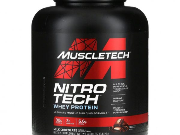 Muscletech, NitroTech, сывороточные пептиды, молочный шоколад, 1,81 кг (4 фунта)