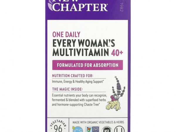 New Chapter, 40+ Every Woman's One Daily, витаминный комплекс на основе цельных продуктов для женщин старше 40 лет, 96 вегетарианских таблеток