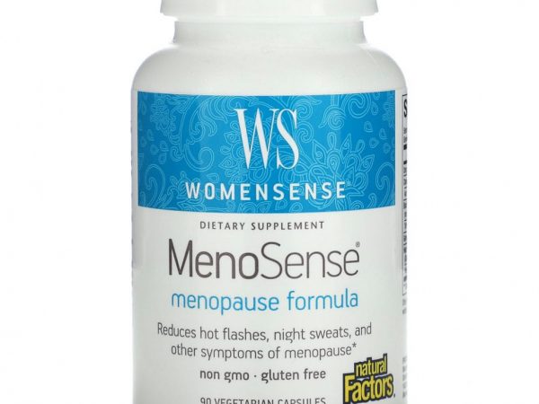 Natural Factors, WomenSense, MenoSense, формула для приема в период менопаузы, 90 вегетарианских капсул