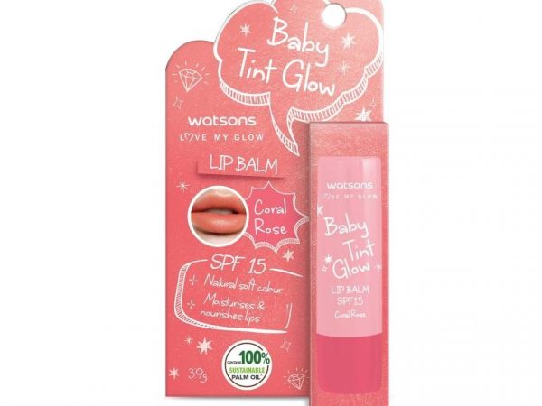 Watsons Baby Tint Glow  Lip Balm Coral Rose 3.9g SPF15