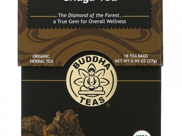 Buddha Teas, Органический травяной чай, гриб чага, 18 чайных пакетиков, 27 г (0,95 унции)