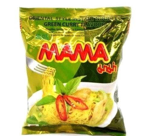 Лапша быстрого приготовления со вкусом Карри и Курицы MАМА Chiсken Green, (в наборе) 55 gr x 6 шт. Таиланд